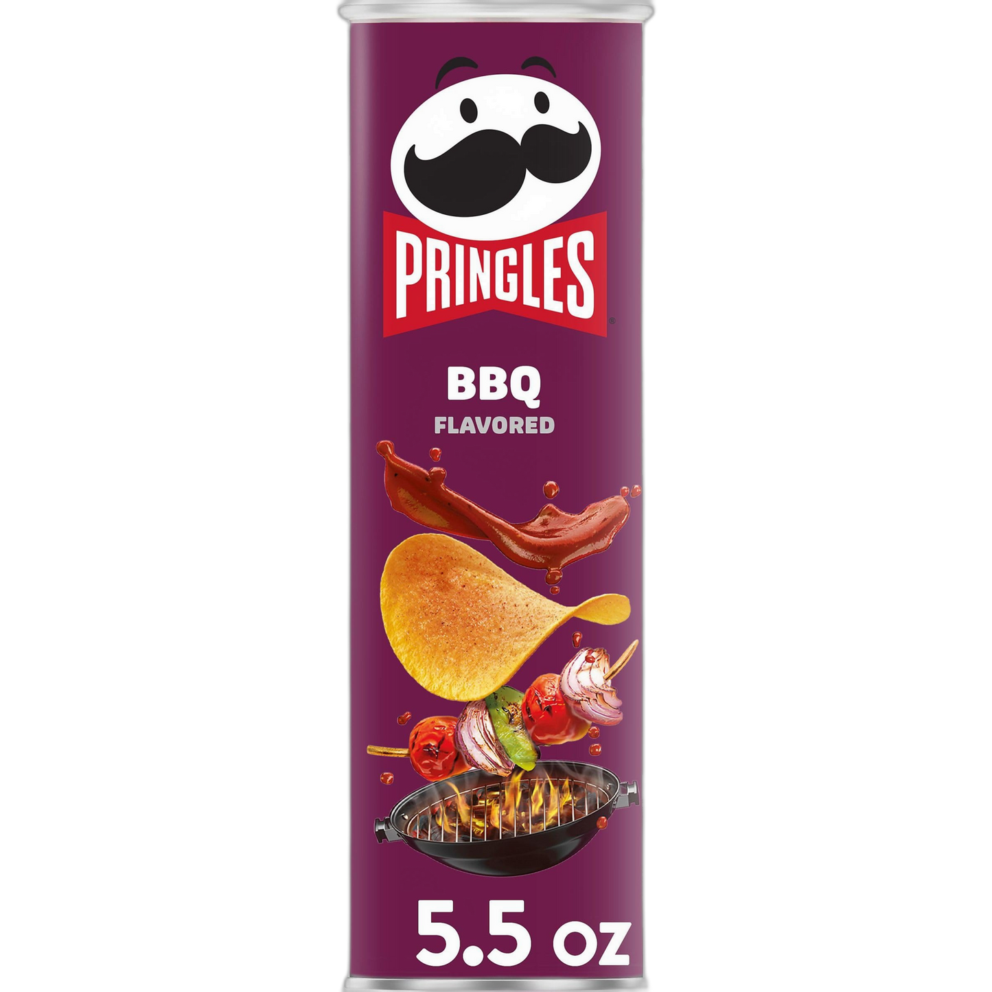 Pringles Potato Crisps Chips, Lunch Snacks, On-The-Go Snacks, BBQ, 5.5oz Can (1 Can)