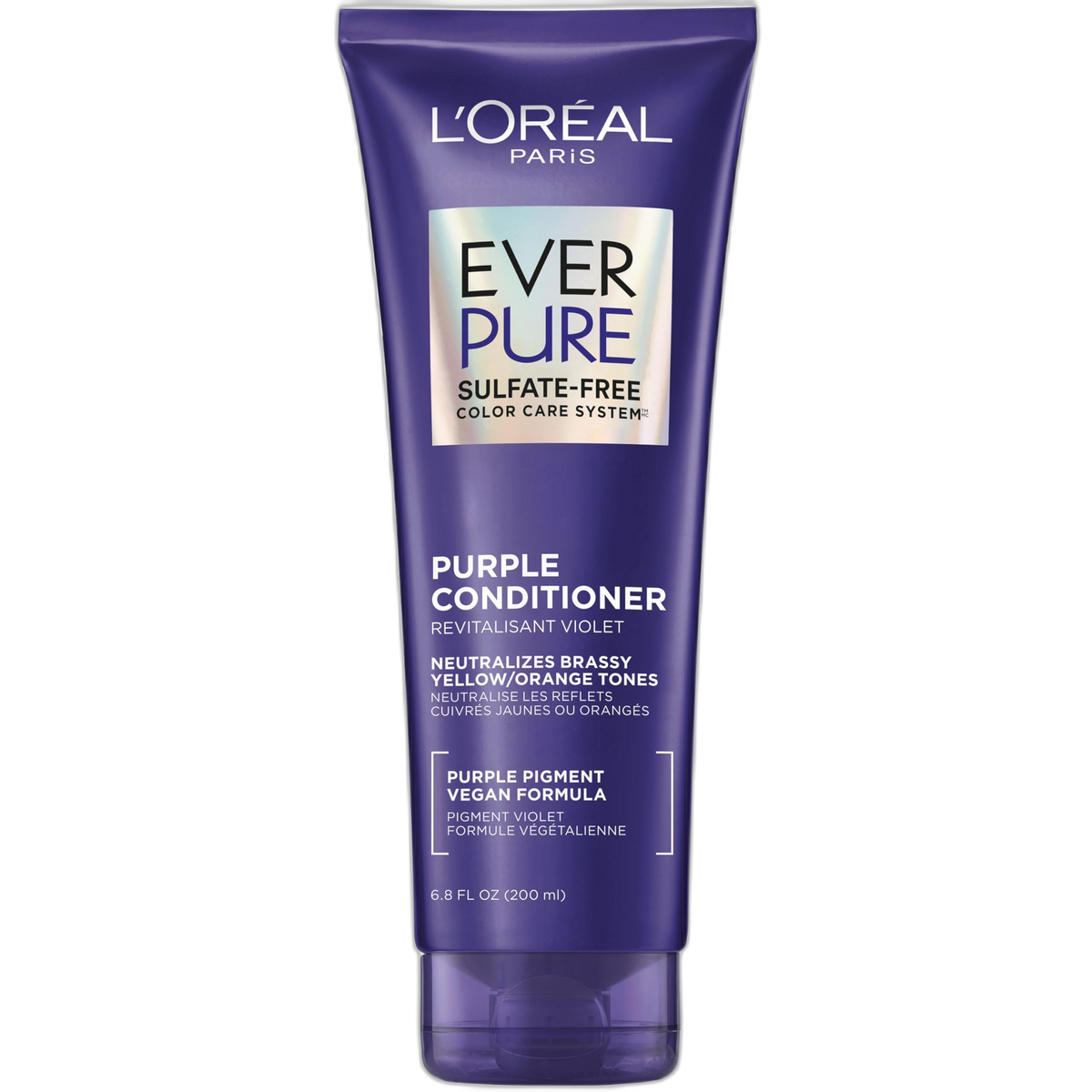 L’Oreal Paris Sulfate Free Brass Toning Purple Conditioner for Blonde, Bleached, Silver, or Brown Highlighted Hair, EverPure, 6.8 Fl Oz (Packaging May Vary)