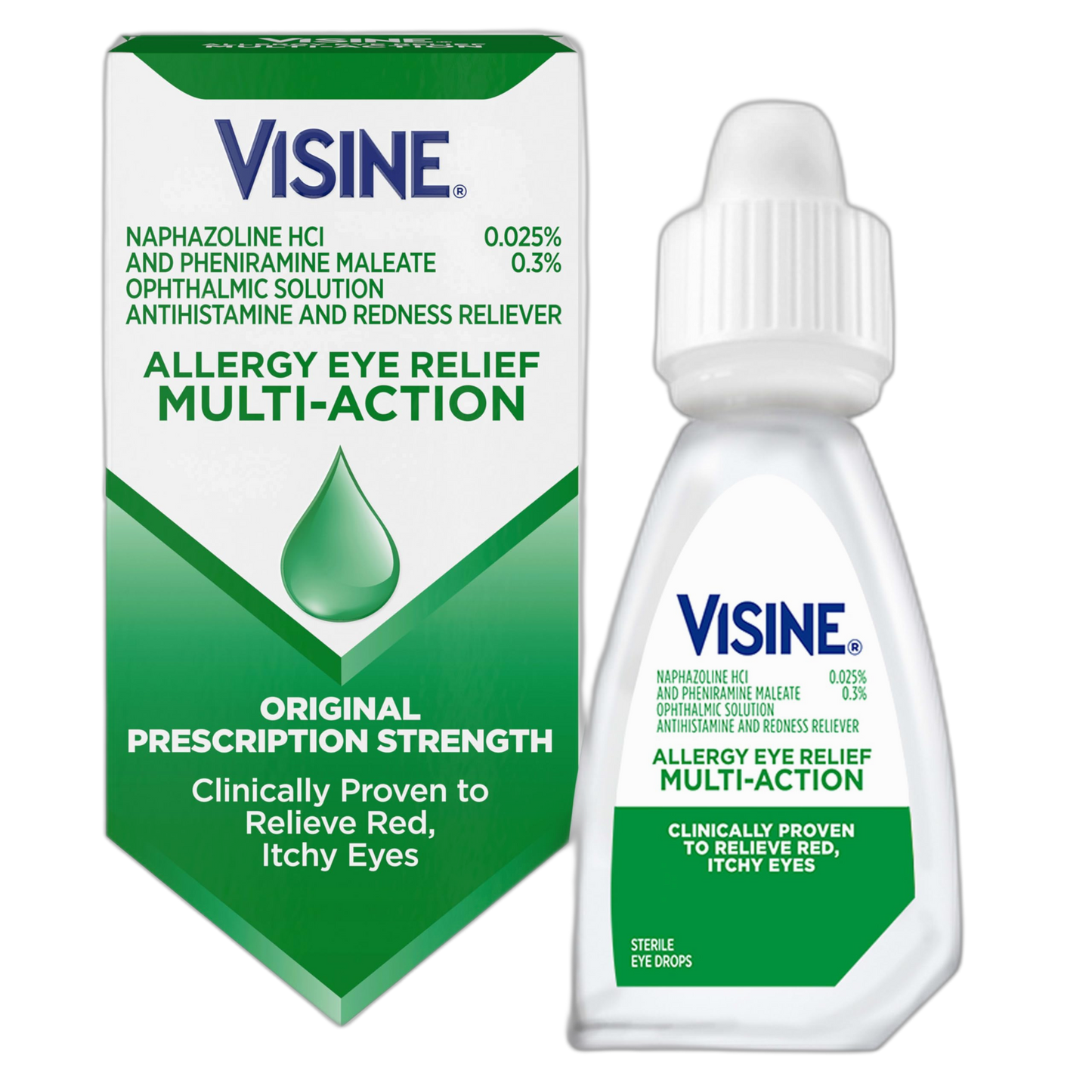Visine Allergy Eye Relief Multi-Action Antihistamine & Redness Reliever Eye Drops with Pheniramine Maleate & Naphazoline HCl, Allergy Eye Drop Treatment for Red, Itchy Eyes, 0.5 fl. oz