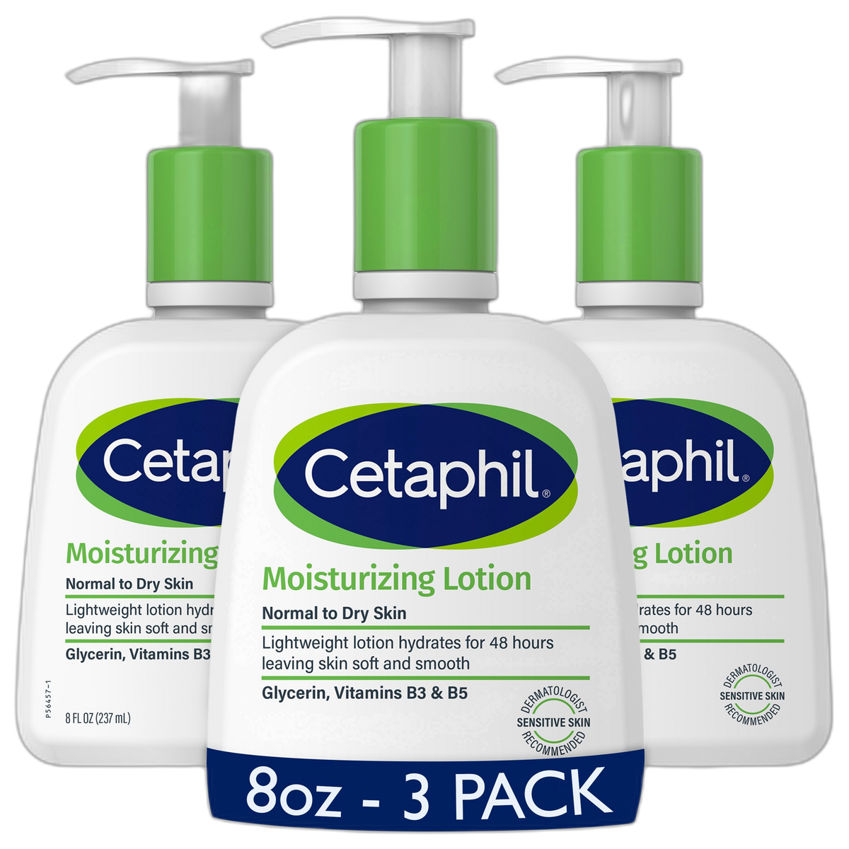 Cetaphil Face & Body Moisturizer, Hydrating Moisturizing Lotion for All Skin Types, Suitable for Sensitive Skin, NEW 8 oz Pack of 3, Fragrance Free, Hypoallergenic, Non-Comedogenic