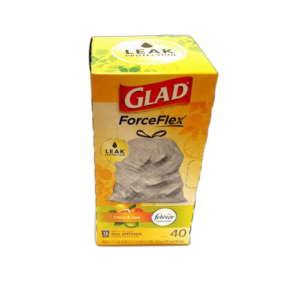Glad OdorShield Tall Kitchen Drawstring Lemon Trash Bags, 13 Gallon, 40 Count by Glad