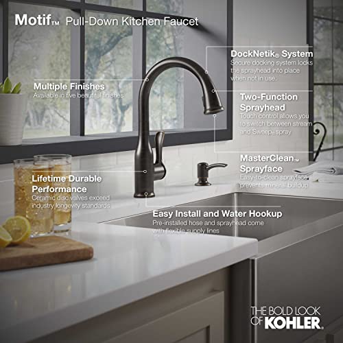 KOHLER K-R23863-SD-2BZ Motif Kitchen Faucet, Pull-Down Sprayer, Spot Resistant, Oil-Rubbed Bronze