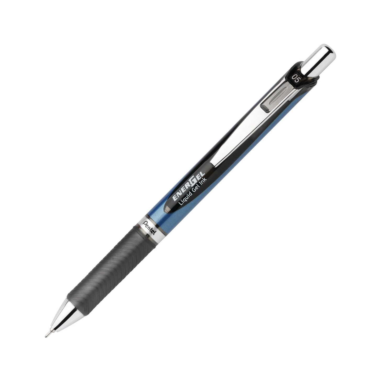 Pentel® EnerGel™ Deluxe RTX Retractable Liquid Gel Pens, Fine Point, 0.5 mm, 54% Recycled, Blue Barrel, Black Ink, Pack Of 12 Pens