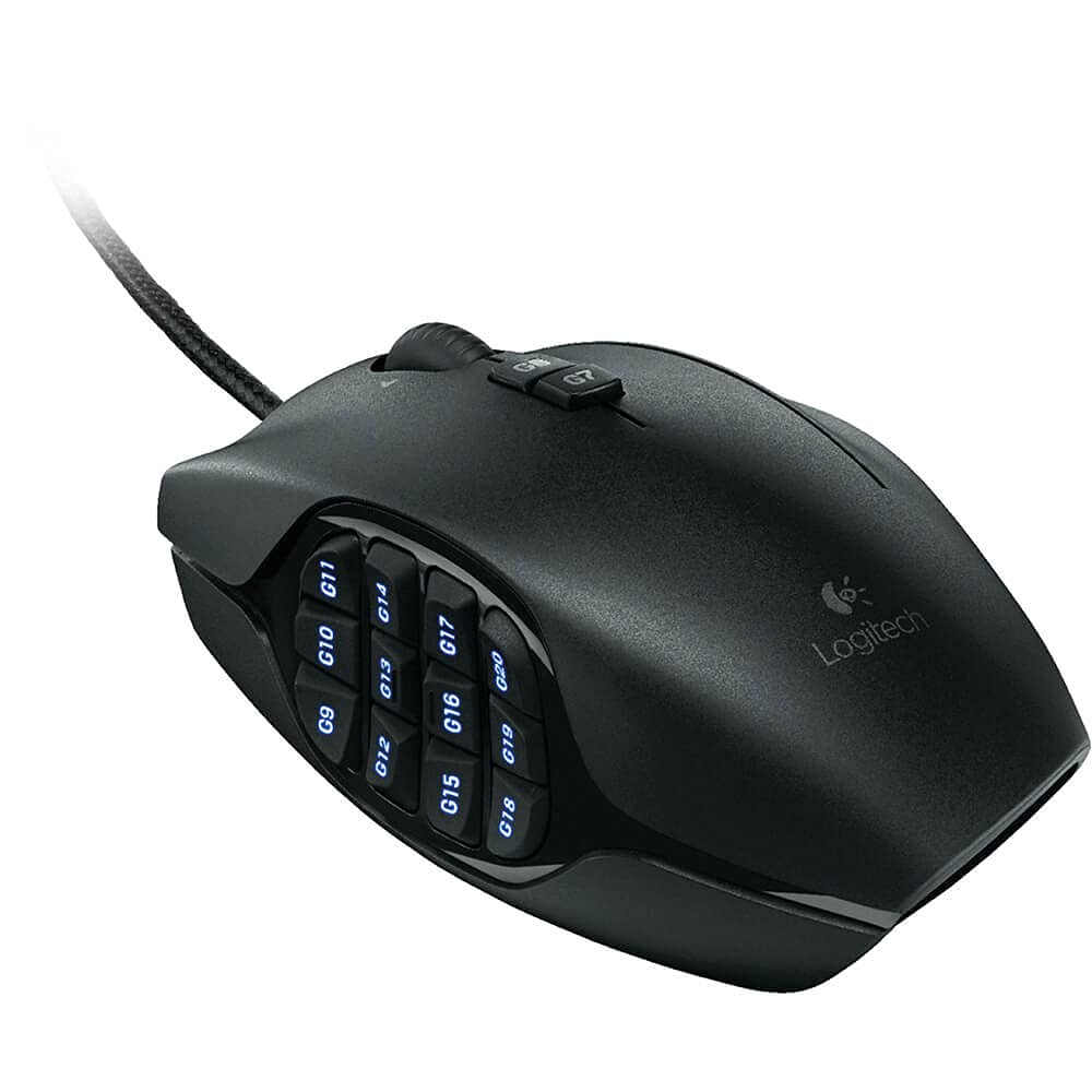 Logitech G600 MMO Gaming Mouse, RGB Backlit, 20 Programmable Buttons, Black