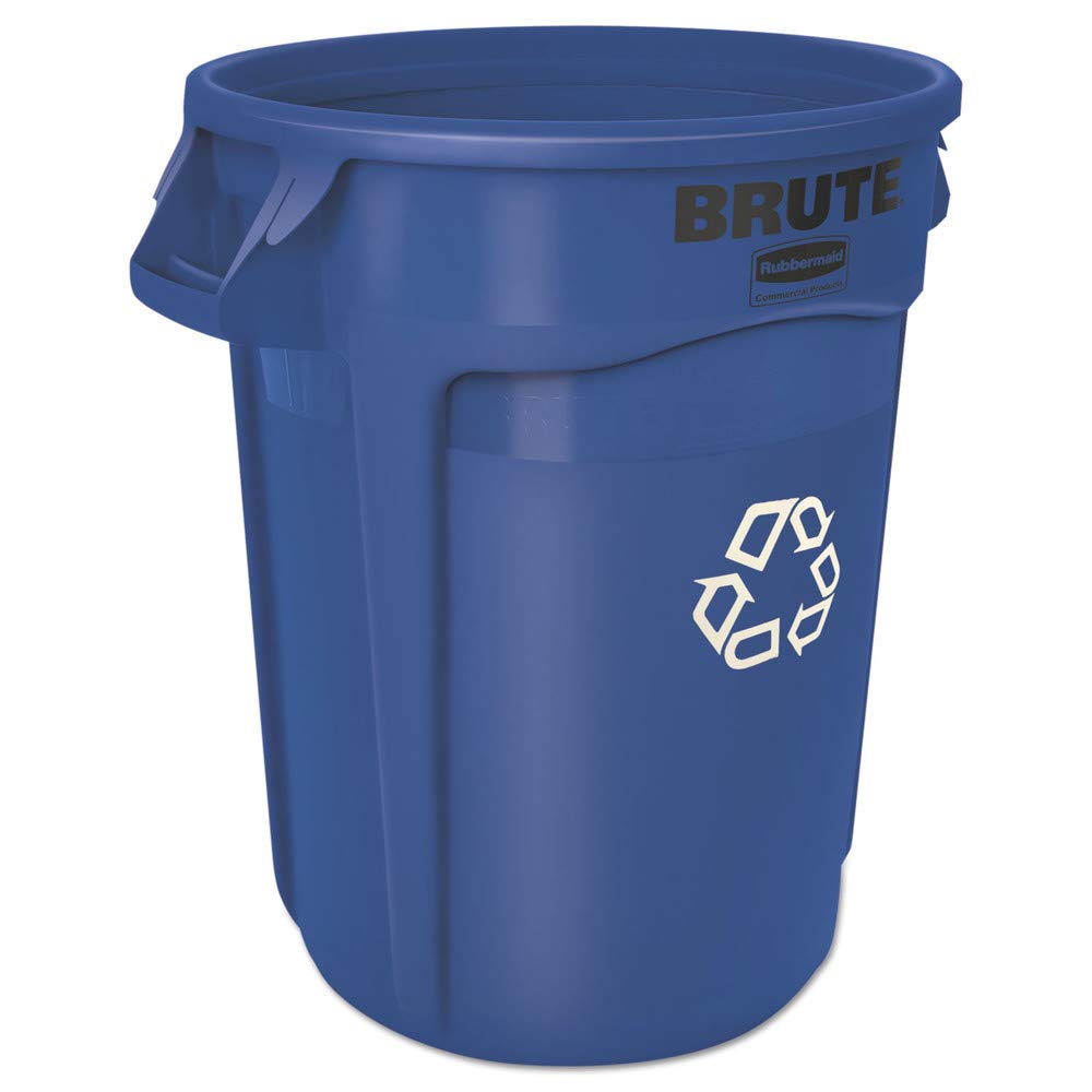 Janitorial Supplies Rubbermaid 263273BE Brute Recycling Container, Round, 32 gal, Blue