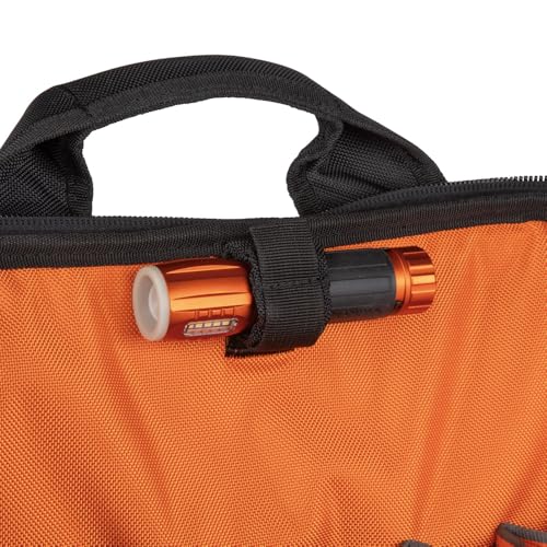 KLEIN TOOLS 55655 Tool Bag Backpack, Tradesman Pro Tool Station with 21 Pockets and Large Interior, Includes Flashlight with Work Light