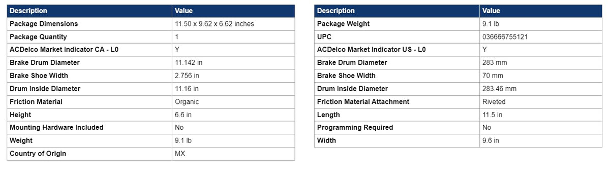 ACDelco Gold 17473R Riveted Rear Drum Brake Shoe Set