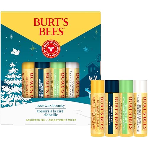 Burt's Bees Lip Balm, Beeswax Bounty Assorted Mix, 4-Pack, 0.15 Oz
