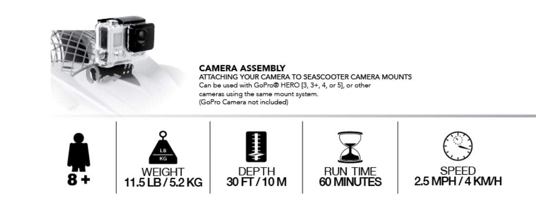 Yamaha Explorer Seascooter with Camera Mount Recreational Series Underwater Scooter , White / Blue