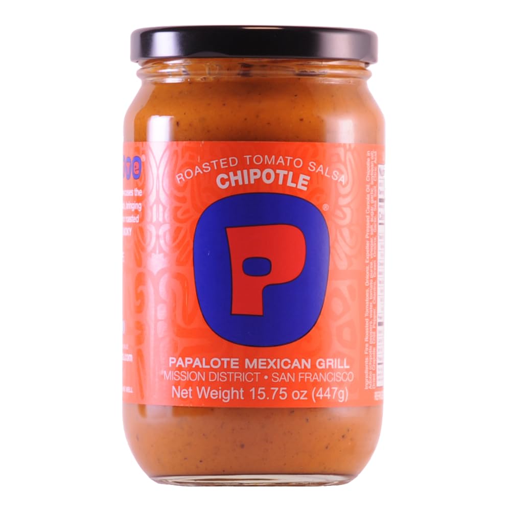 Roasted Tomato Salsa, CHIPOTLE, Authentic Mexican Recipe Bright Lively Intense Flavor Non GMO Gluten Free Vegan - Papalote Mexican Grill 15.75 oz Jar