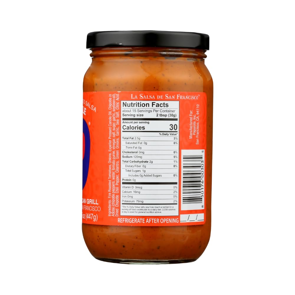 Roasted Tomato Salsa, CHIPOTLE, Authentic Mexican Recipe Bright Lively Intense Flavor Non GMO Gluten Free Vegan - Papalote Mexican Grill 15.75 oz Jar