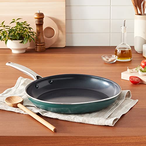 Blue Diamond Cookware Diamond Infused Ceramic Nonstick, 12" Frying Pan Skillet, PFAS-Free, Dishwasher Safe, Oven Safe, Green