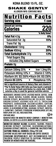 Monster Energy Java Monster Kona Blend, Coffee + Energy Drink, 15 Ounce (Pack of 12)