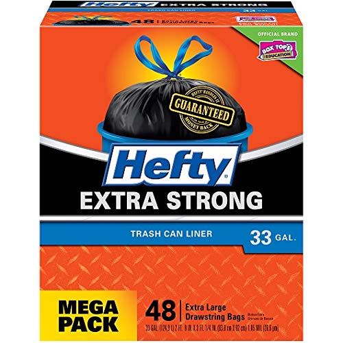Hefty Strong Large Trash Bags 33 Gallon - Can Liner - 48 Count (2 Pack(48 Count))