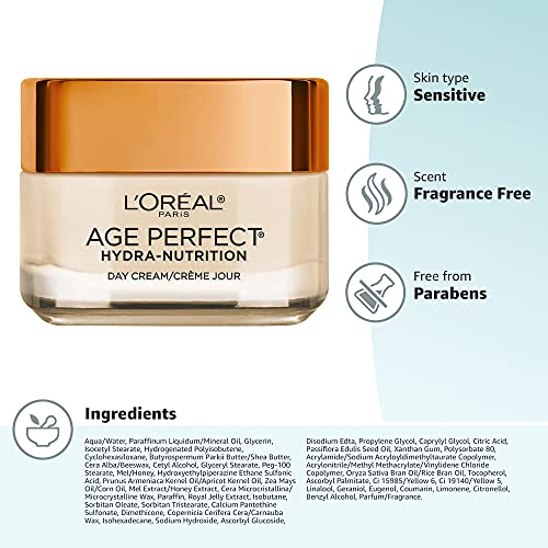 L'Oreal Paris Skincare Age Perfect Hydra-Nutrition Anti-Aging Day Cream with Manuka Honey Extract, 1.7 Ounce