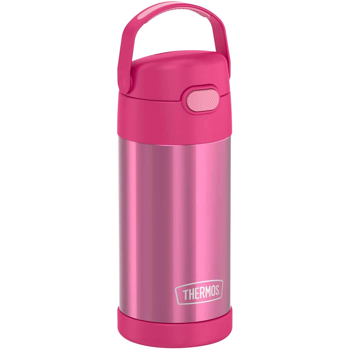 THERMOS FUNTAINER Water Bottle with Straw - 12 Ounce - Kids Stainless Steel Vacuum Insulated Water Bottle with Lid, Pink