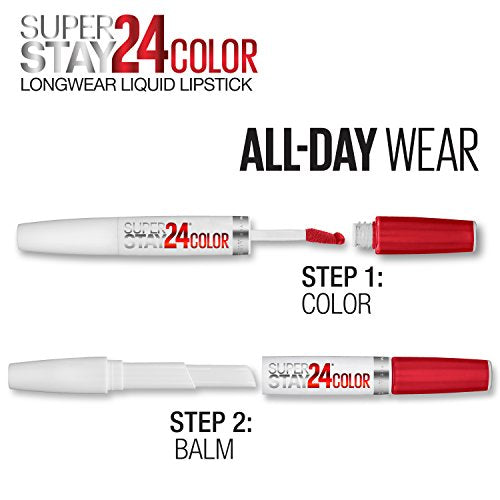 Maybelline SuperStay 24 2-Step Liquid Lipstick Makeup, Continuous Coral, 2 COUNT