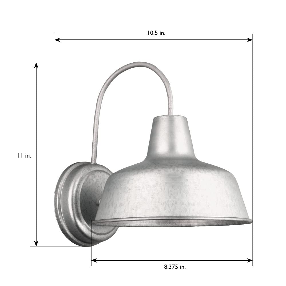 Mason Barn Light 1 Indoor/Outdoor Wall Mount Modern Industrial Farmhouse Design House Light for Patio, Garage, Bathroom, Office, Kitchen, 8 inch, Galvanized, 520965