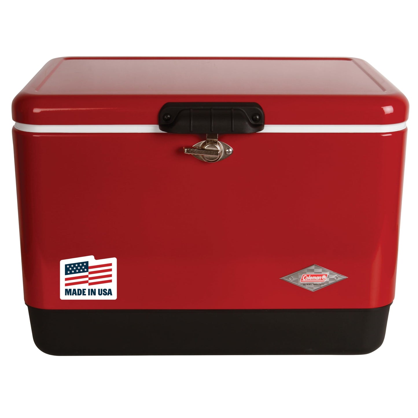 Coleman Vintage 54qt Steel Belted Cooler, Keeps Ice Up to 4 Days, 85-Can Capacity Hard Cooler with Drain & Have-A-Seat Lid