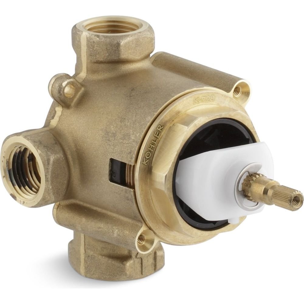 KOHLER 728-K-NA MasterShower 3/4" 2- or 3-Way Transfer Valve, Shower Valve, Single-Handle Operation, One 3/4" NPT Inlett Connection and three 1/2" NPT Outlet Conncections