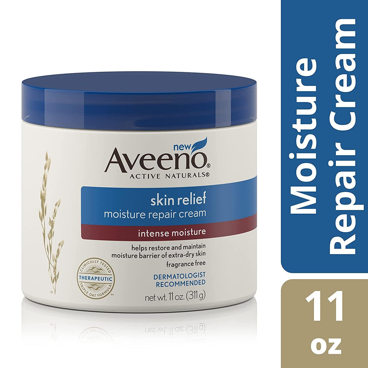 AVEENO Active Naturals Skin Relief Moisture Repair Cream, Intense Moisture 11 oz (Pack of 3)