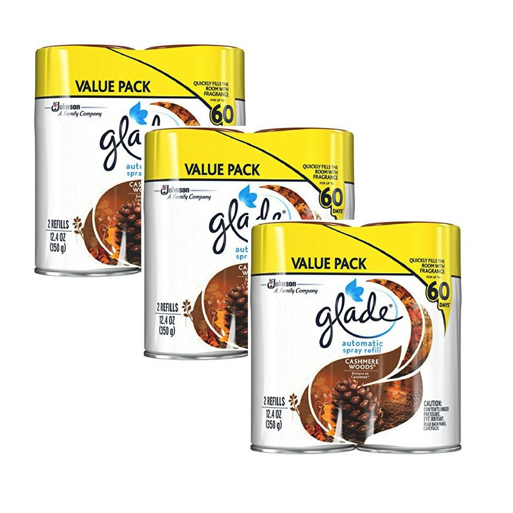 Glade Automatic Spray Air Freshener Refill, Cashmere Woods, 12.4 Ounce, 2 Refills (6 pack)