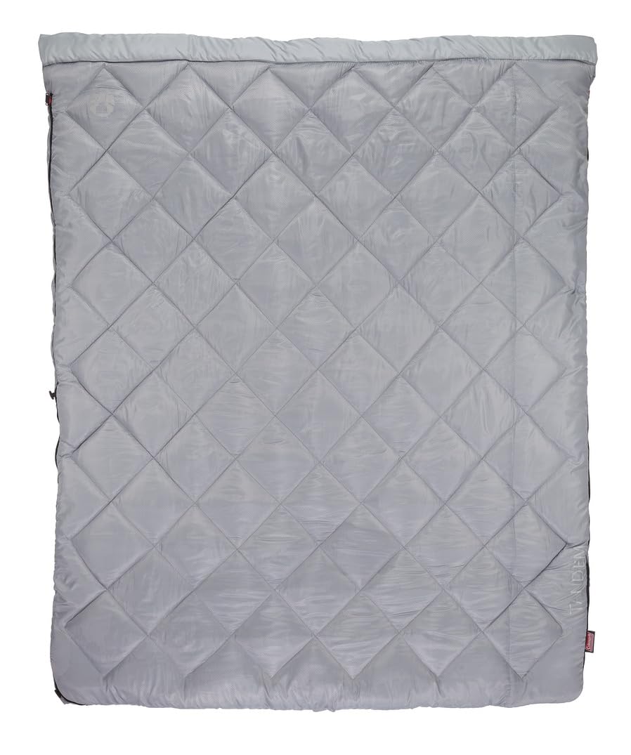 Coleman 45°F Double Sleeping Bag, Queen Size XL Sleeping Bag with Big & Tall Design, 2 Sleeping Bags When Zipped Apart, 3-Layer Comfort with Snag-Free Zipper & Stuff Sack, Machine Washable