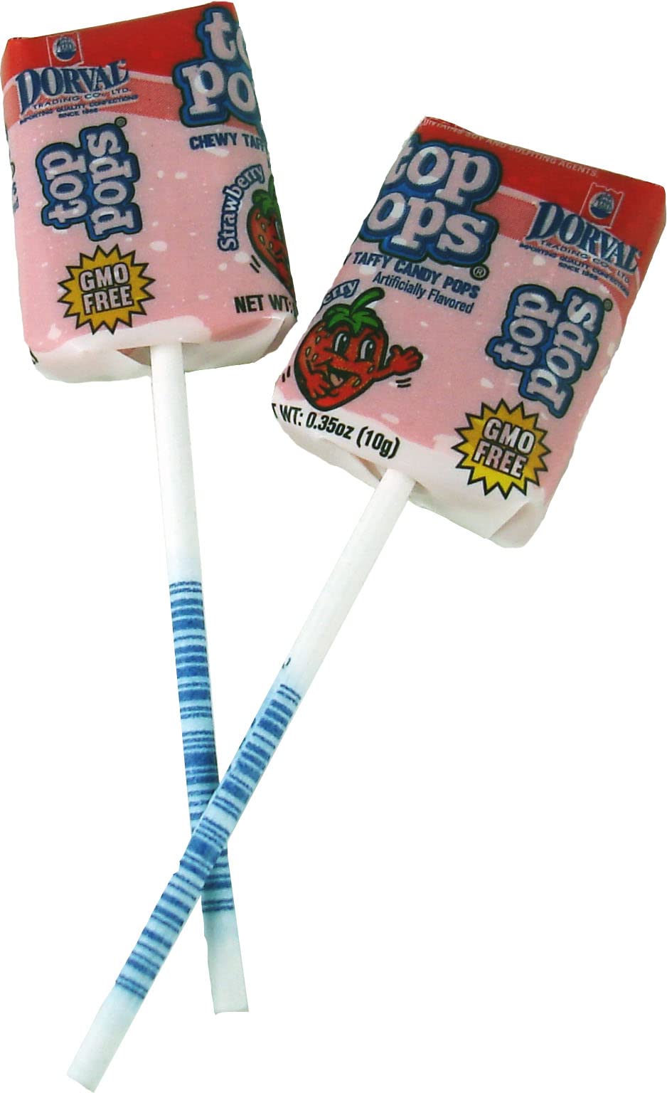 Top Pops Chewy Taffy Pops, Strawberry, 16.9 Ounce