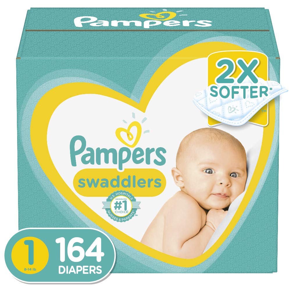 Diapers Newborn/Size 1 (8-14 lb), 164 Count - Pampers Swaddlers Disposable Baby Diapers, Enormous Pack