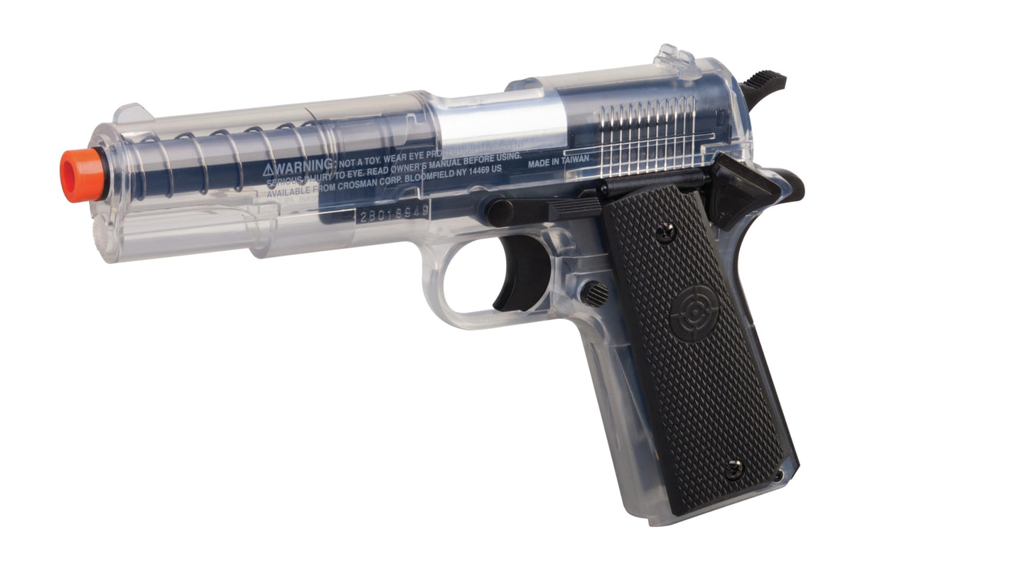 Crosman ASP311C Stinger P311C Spring-Powered Military-Style Airsoft Pistol, Clear/Black