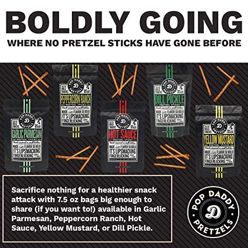 Pop Daddy Flavored Pretzels Sticks, Dill Pickle Flavor, 3oz Healthy Gourmet Pretzels Snacks, 15 Pack