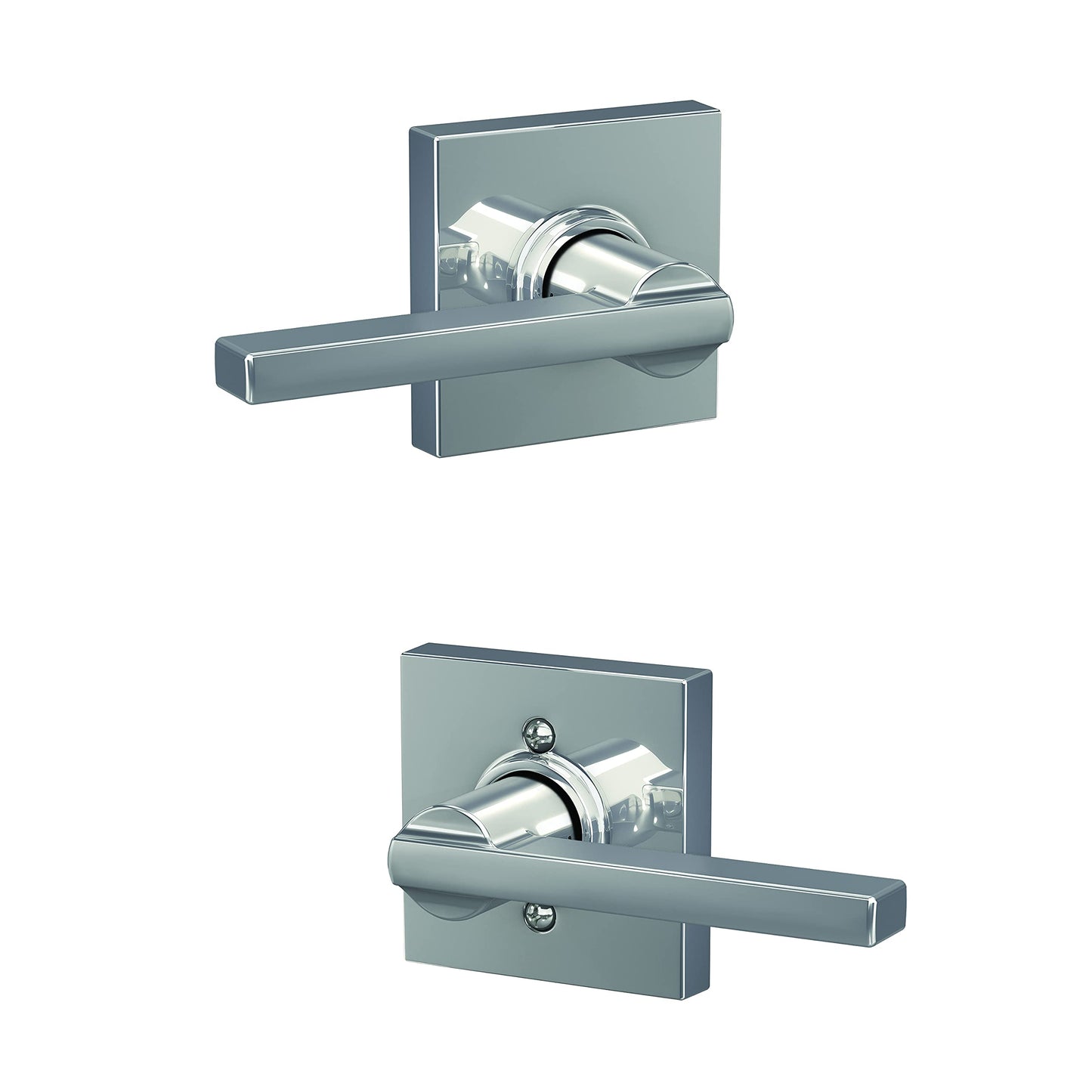 Schlage F10 LAT 625 COL Latitude Lever with Collins Trim Hall & Closet Passage Door Lock, Bright Chrome