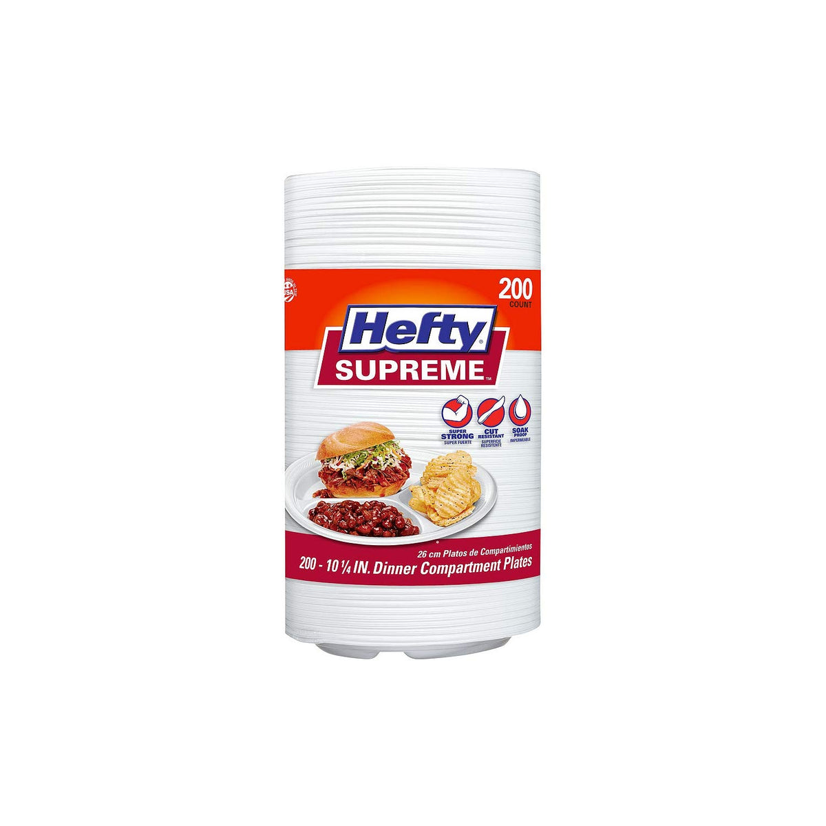 Birsppy Hefty Supreme 3-Section Foam Plate (200 Count) (2 Pack)