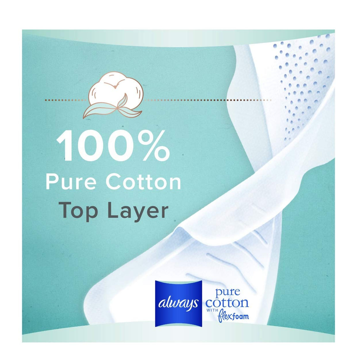 Always Pure Cotton with Flexfoam 12 Pads Size 2