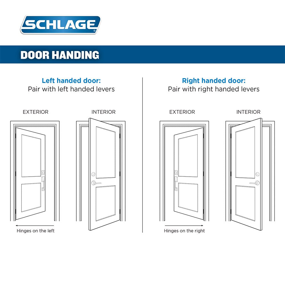Schlage Camelot Single Cylinder Handleset and Right Hand Accent Lever, Matte Black (F60 CAM 622 Acc RH)