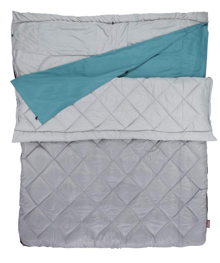 Coleman 45°F Double Sleeping Bag, Queen Size XL Sleeping Bag with Big & Tall Design, 2 Sleeping Bags When Zipped Apart, 3-Layer Comfort with Snag-Free Zipper & Stuff Sack, Machine Washable