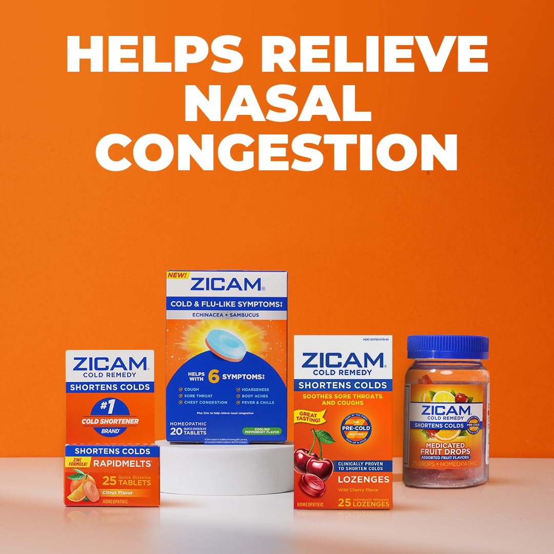 Zicam Cold Remedy Cold Shortening Medicated Nasal Swabs Zinc-Free 20ct