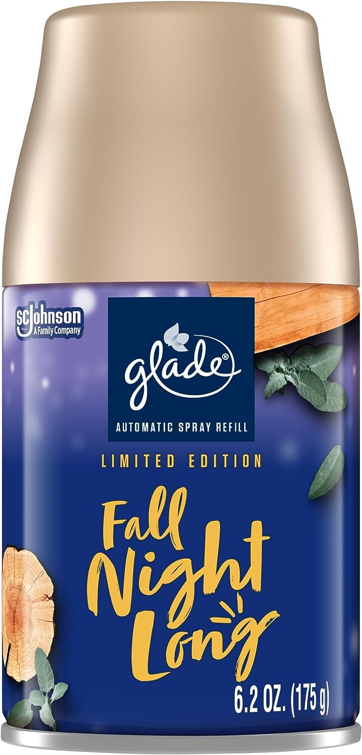 Glade Automatic Spray Refill, Air Freshener for Home and Bathroom, Fall Night Long, 6.2 Oz, 4 Cans