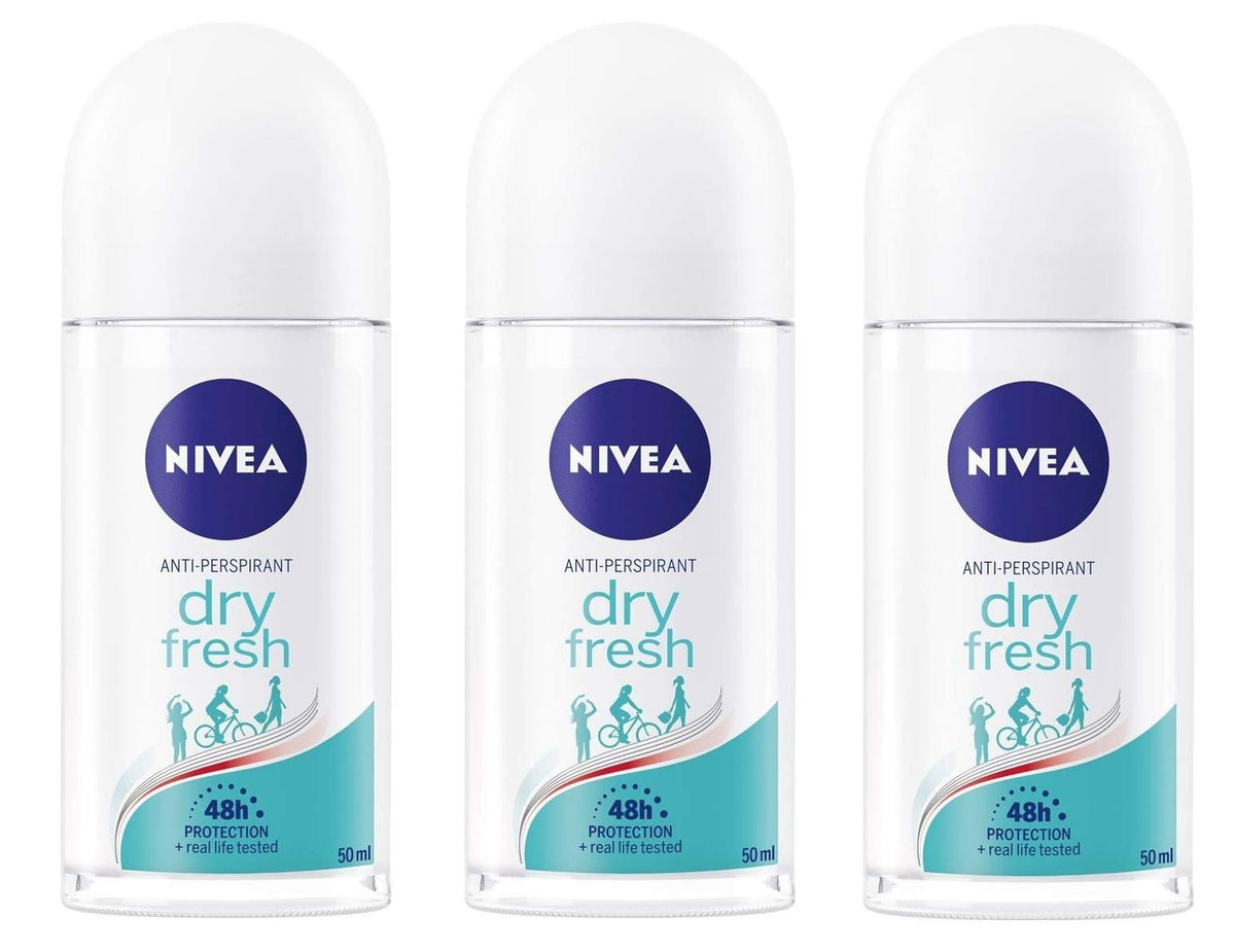 (Pack of 3) Nivea Dry Fresh Anti-perspirant Deodorant Roll On for Women 50ml