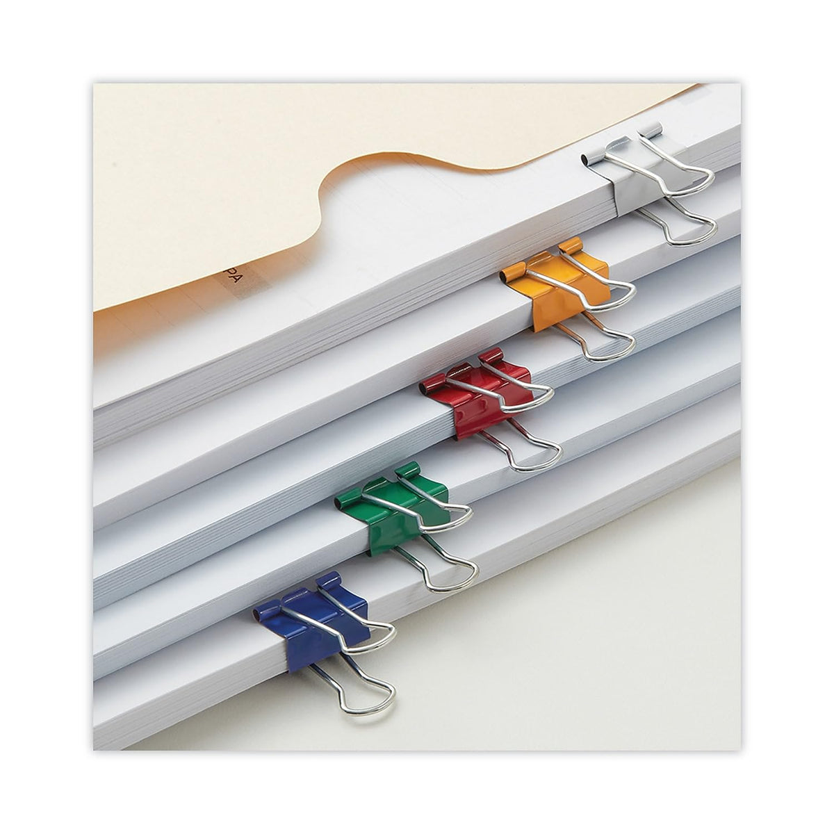 Universal UNV31028 Binder Clips with Storage Tub - Small, Assorted (40/Pack)