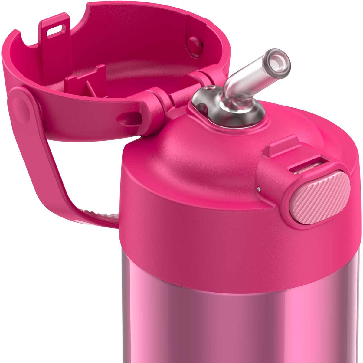 THERMOS FUNTAINER Water Bottle with Straw - 12 Ounce - Kids Stainless Steel Vacuum Insulated Water Bottle with Lid, Pink