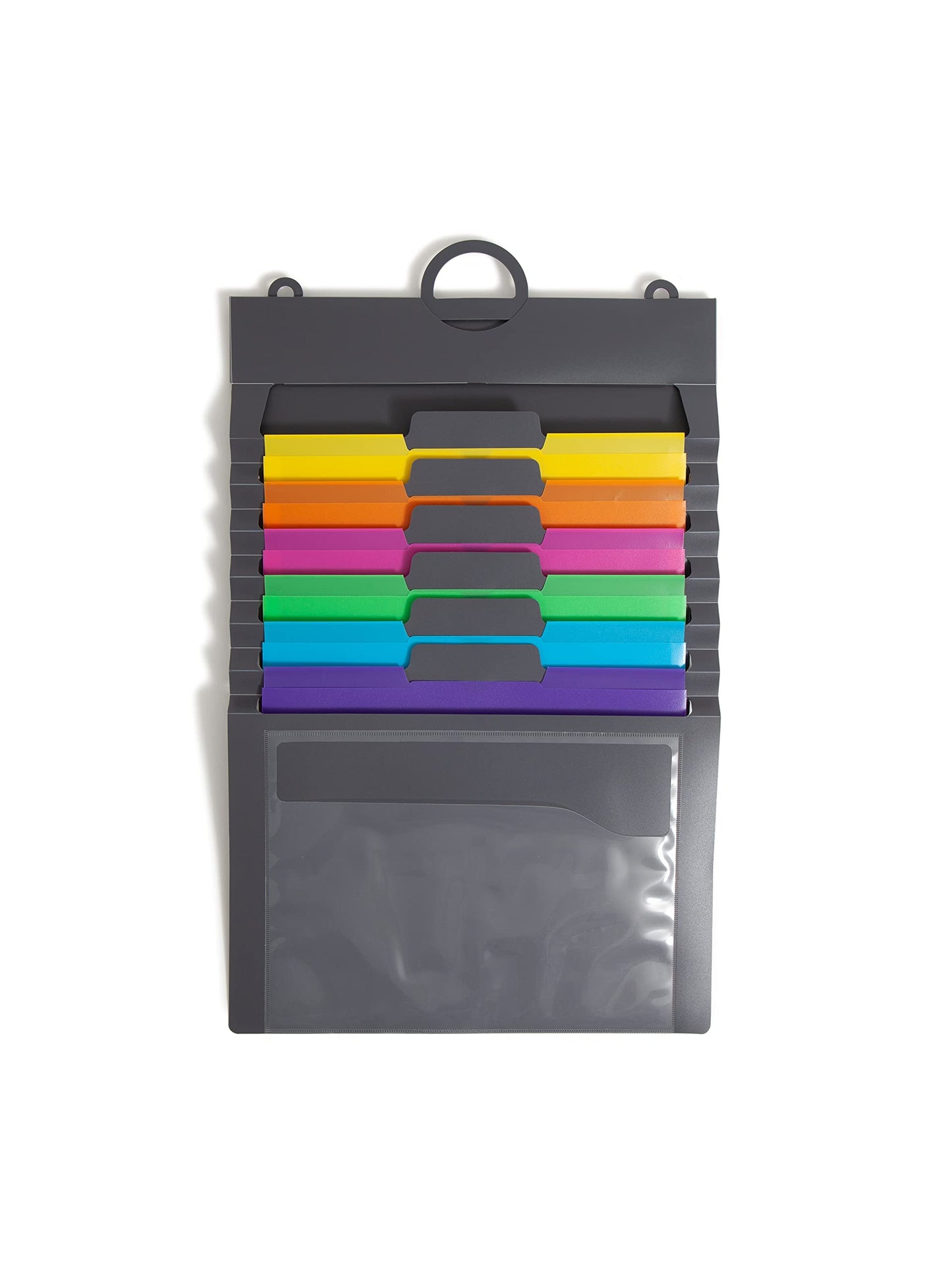SMEAD Cascading Wall Organizer, 6 Removable Folder Pockets, Letter Size, Gray/Bright Pockets (92060)