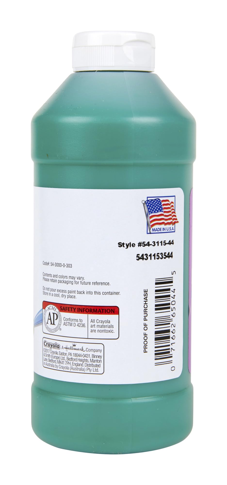 Crayola Artista II Washable Tempera Paint, Pint, Green
