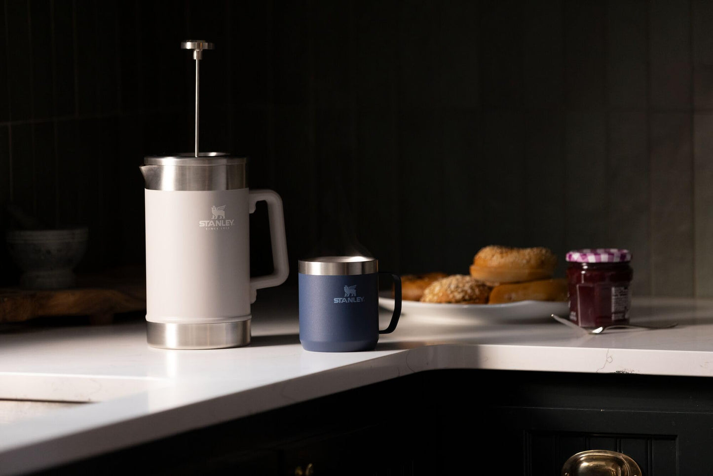 Stanley Stay-Hot Camp Mug 12 oz | Press Fit Drink Through Lid | Cup for Coffee, Tea and Drinks | Insulated Stainless Steel Coffee Mug | BPA-Free | Navy