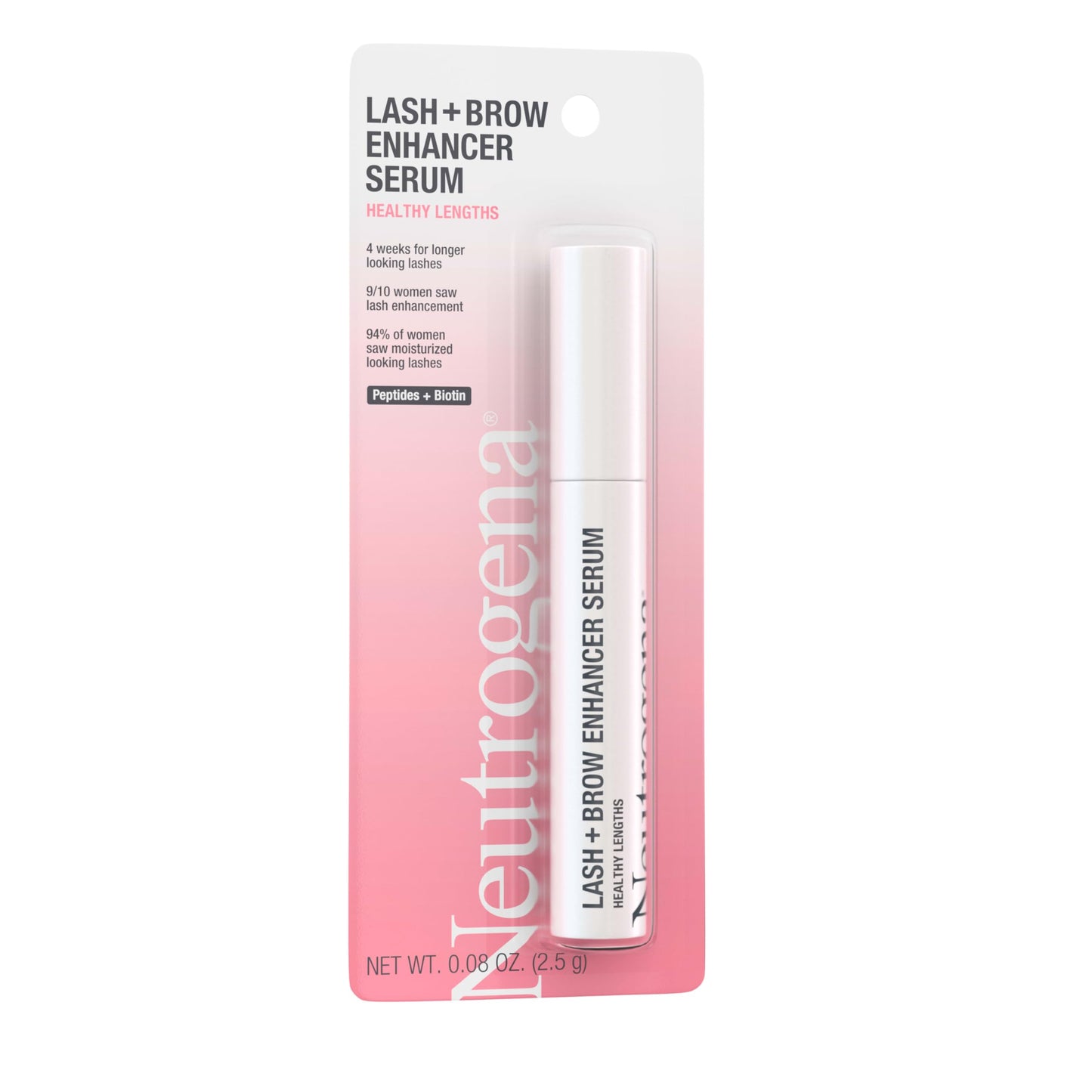 Neutrogena Healthy Lash + Brow Enhancer Serum For Unisex Adult Formulated with Biotin & Peptides; Nourishing & Conditioning Serum to Enhance the Look of Lashes & Eyebrows, 0.08 oz