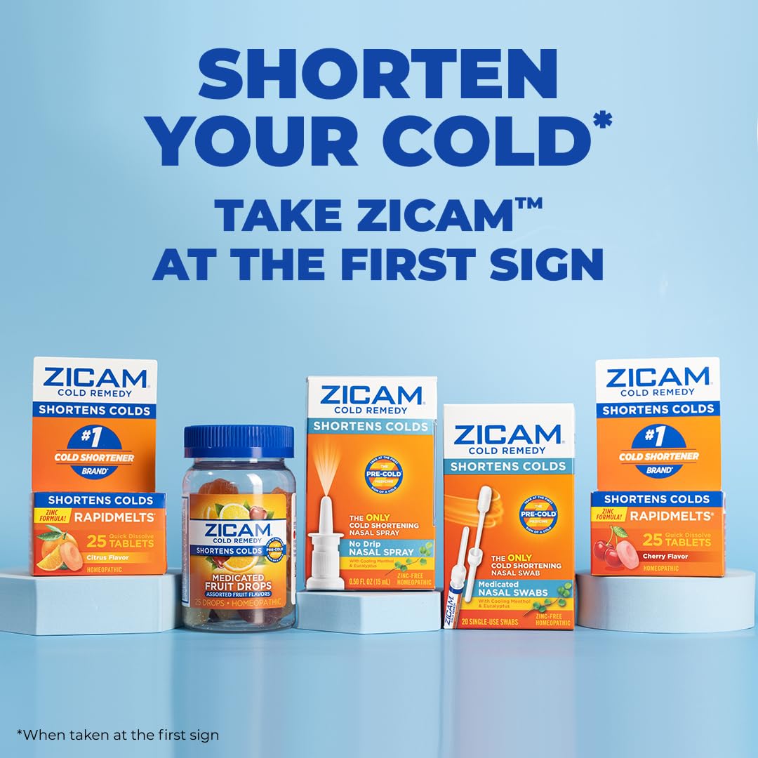 Zicam Cold Remedy Cold Shortening Medicated Nasal Swabs Zinc-Free 20ct