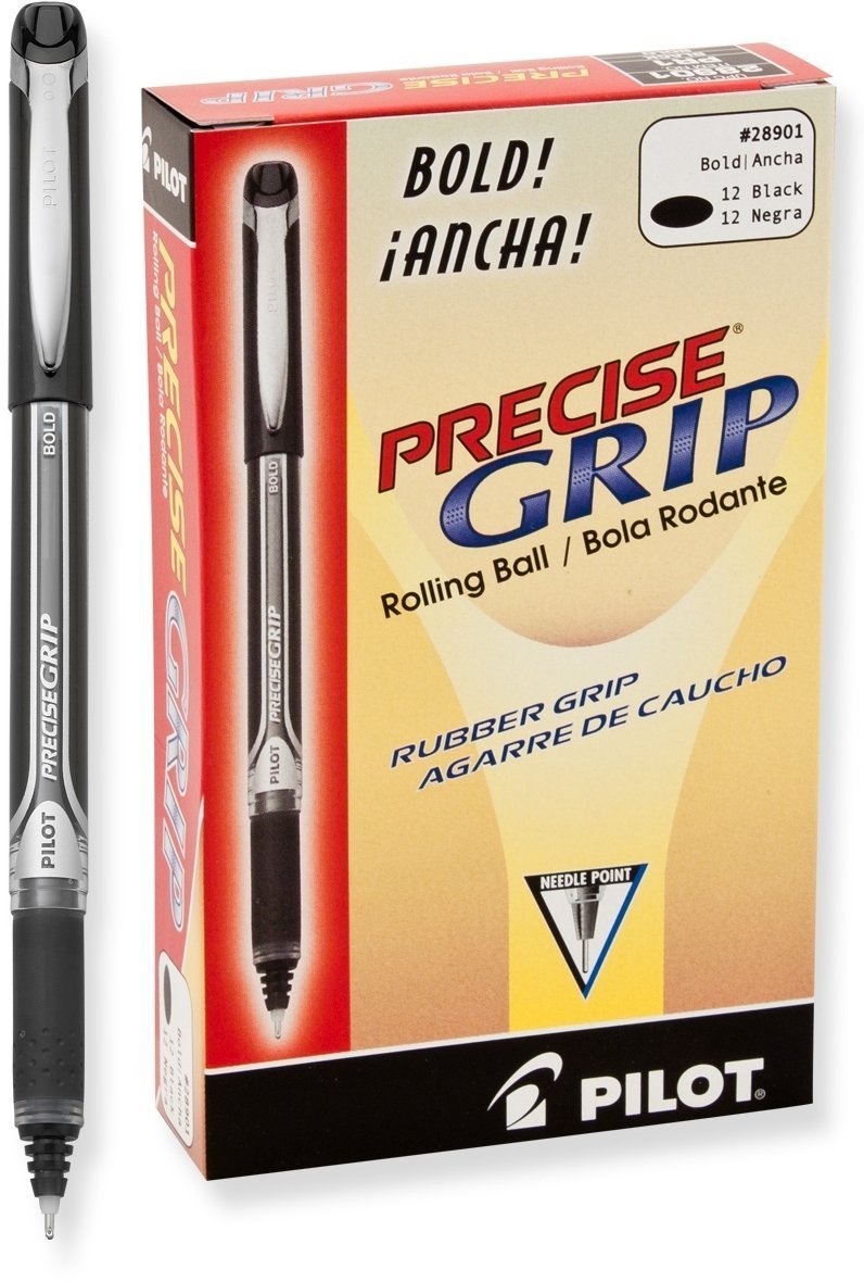 2 Dozen-Total 24 Pilot Precise Grip Liquid Ink Rolling Ball Pen Bold Black 28901