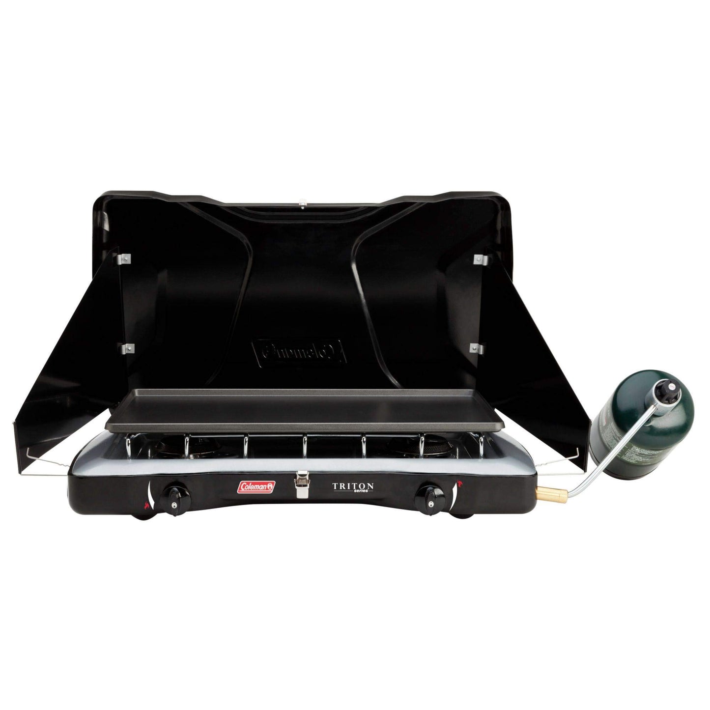 Coleman Triton 2-Burner Propane Stove, Portable Camping Cooktop with 2 Adjustable Burners & Wind Guards, 22,000 BTUs of Power for Camping, Tailgating, Grilling, BBQ, & More