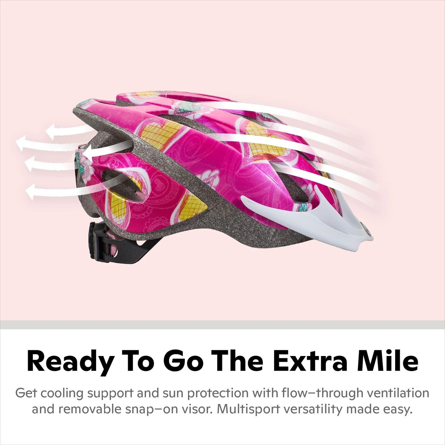 Schwinn Thrasher Kids Bike Helmet, Boys And Girls, Fits 50 - 54cm Circumference, Ages 5-8 Year Olds, Lightweight, Detachable Visor, CPSC Safety Certified, Child, Pink/Hearts
