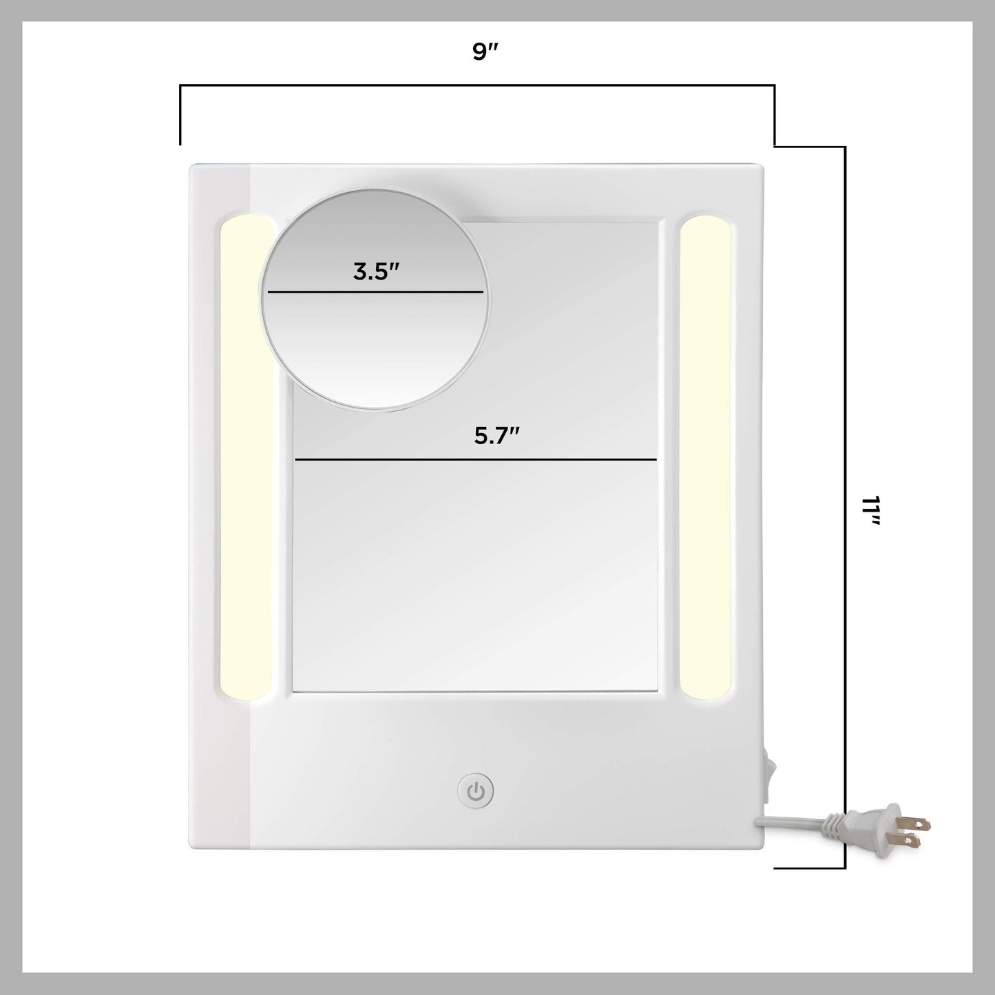 Conair Lighted Makeup Mirror, LED Vanity Mirror, 1X/5X Magnifying Mirror, Corded in Glossy White